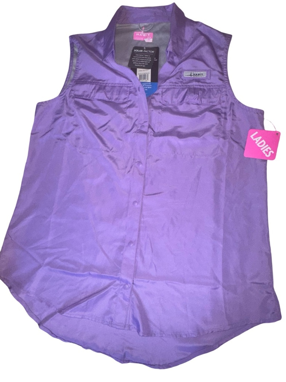NWT HABIT OUTDOORS Ladies Pike's Pier sleeveless shirt vibrant purple SPF 40 M - Picture 6 of 16